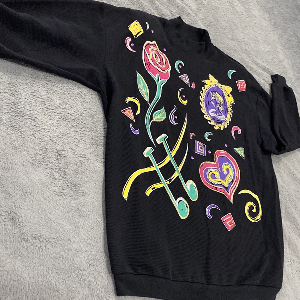 Vintage 90’s Adolfo Sport Women’s Long Sleeve Black Designer Shirt